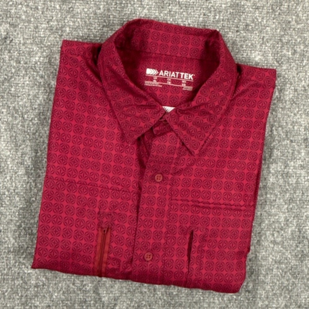 Ariat VentTEK Shirt Mens XL Dark Redwood Short Sleeve Western 10043513